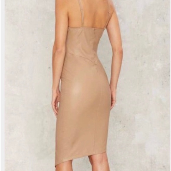 NWOT Nasty Gal Bodycon Vegan Leather Dress in Nude - Picture 3 of 3
